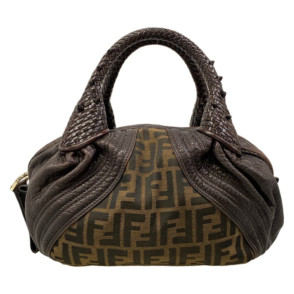 Fendi Spy Bag/Zucca Handbag 8BL078 Dark Brown Leather Jacquard